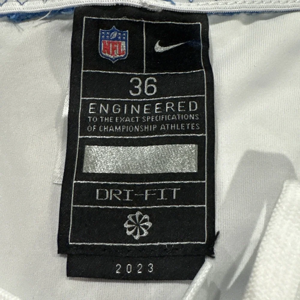 2023 Detroit Lions NFL Game Issued Worn Blue Pants Nike DRI-FIT Size 36